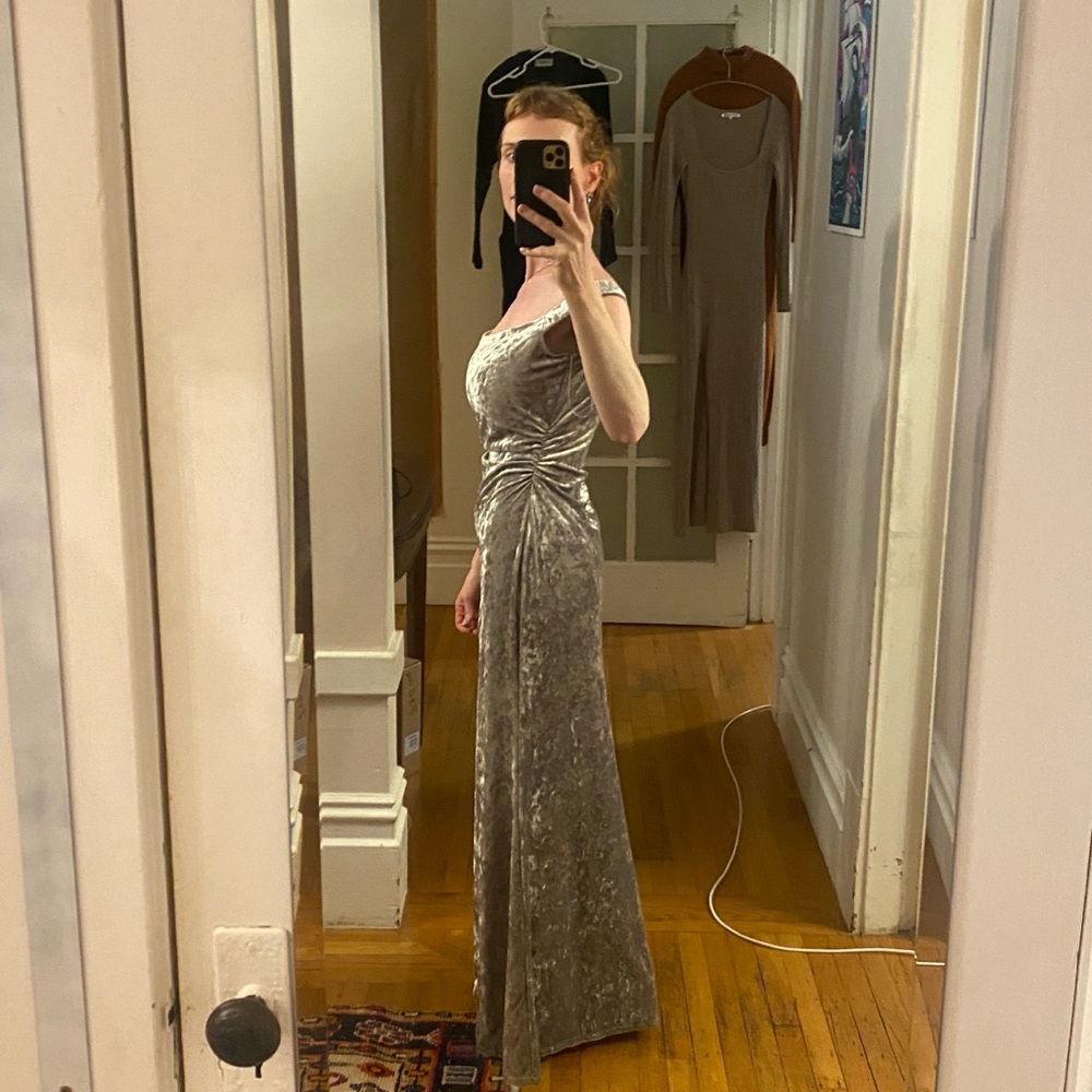 Reformation Silver Velvet Maxi Dress - Picture 2 of 15